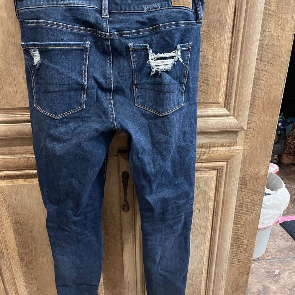 American Eagle Outfitters Dark Blue Distressed Jeans